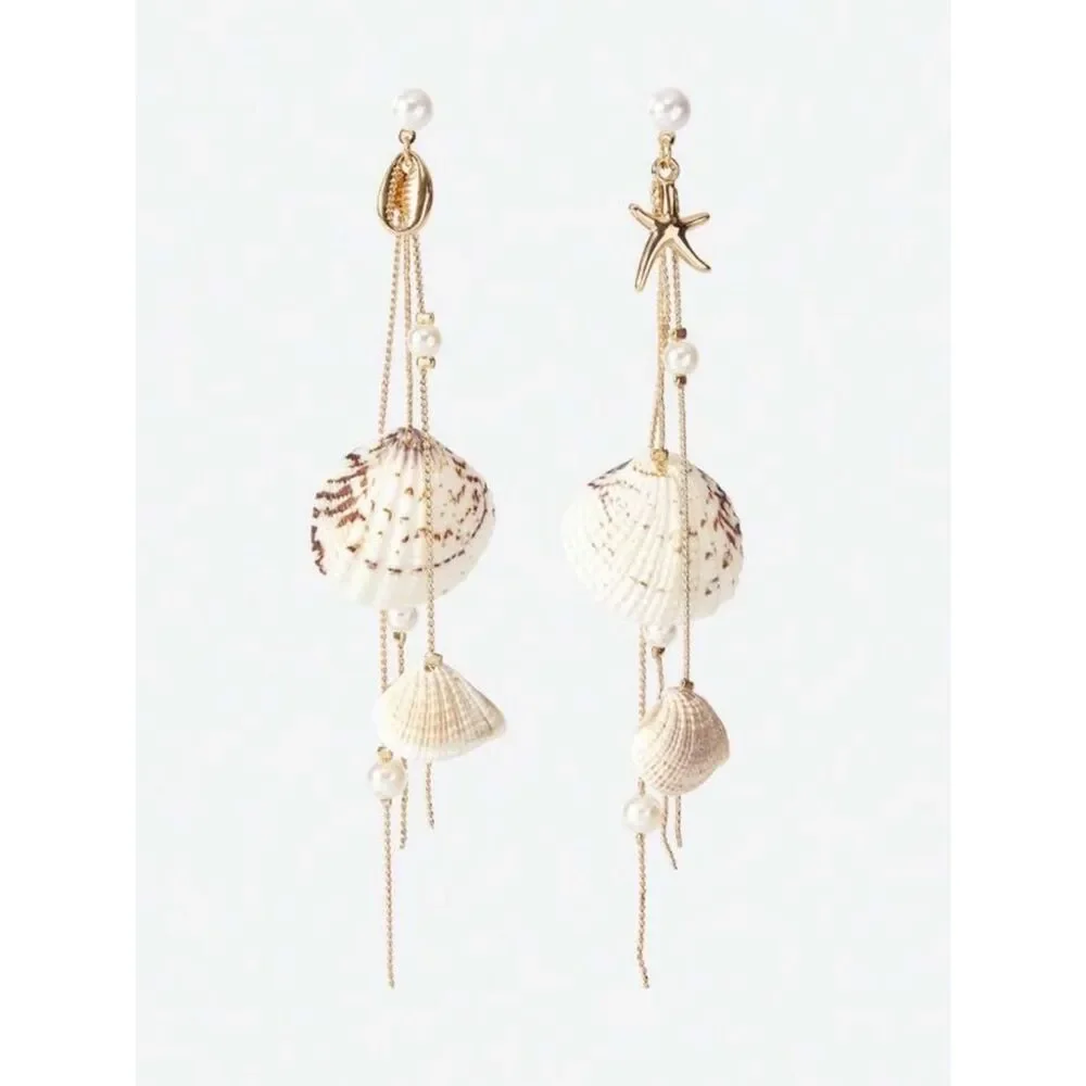 Shell Pearl Drop Earrings N2045